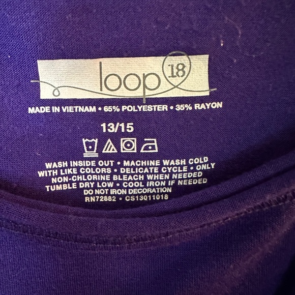 Loop 18 Royal Blue T-Shirt Knit Top with Shoulder Bling.  Size 13/15. - Picture 2 of 5